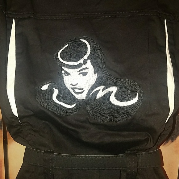 Tatyana Retro 1950's Bettie Page Embroidered Logo Bowling Dress w White Panels - Picture 8 of 8